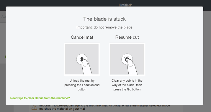 Cricut Maker Blade Stuck Error Screen