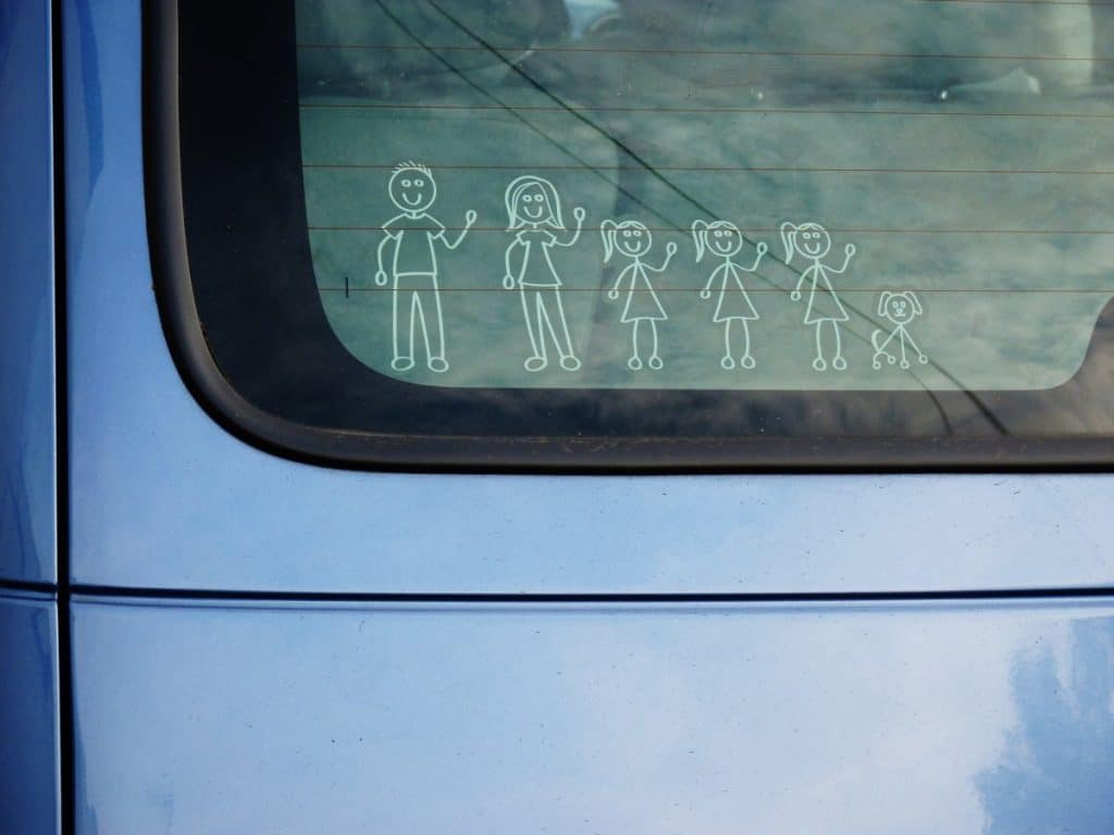 family stick figure vinyl window decals
