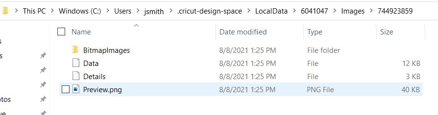 file location in windows for Design Space